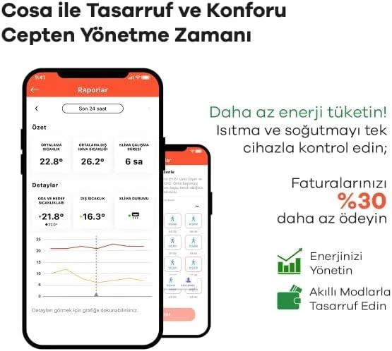 Cosa Akıllı Oda Termostatı Kablosuz Kombi ve Klima Kontrolü v5 - Beyaz - 3
