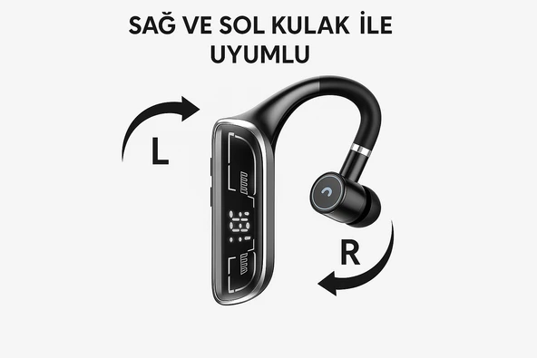 MY BLACK  Tekli 200mAh Dijital Ekranlı Bluetooth V5.3 Kulaklık - 3