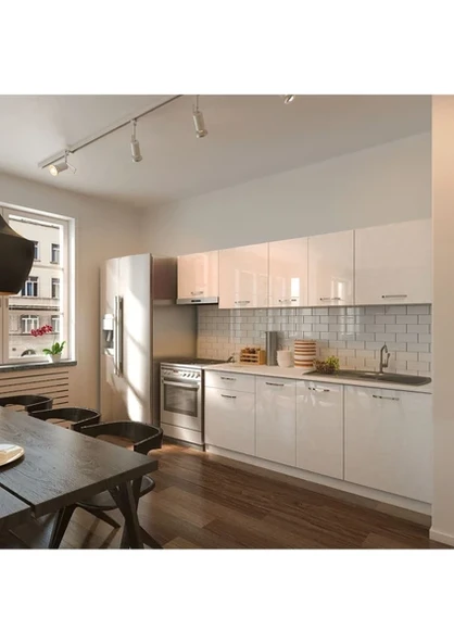 T Designo Nevra Hazır Mutfak Dolabı 260 cm Tezgah Dahil - Beyaz - 2