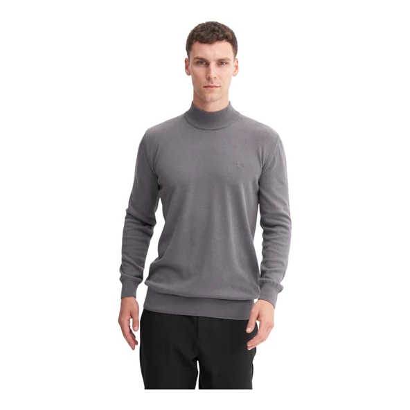 Slim Fit Pamuk Kumaş Basic Yarım Balıkçı Kazak - Resim 9