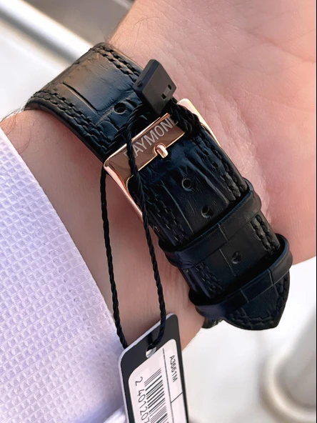 Raymond Nişan Ve Damatlara Özel Deri Kordon 2 Yıl Garantili 5 Atm Erkek Kol Saati+Bileklik RMD.52 - Resim 5