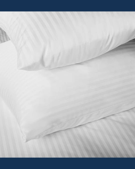 Nivora Çizgili Pamuk Saten Nevresim Takımı | Çift Kişilik Premium | 83 Tel Otel Serisi | King Size 220x230 - 8