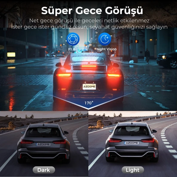 AZDOME Dash Cam V600 2Kamera Standart Arac Kamera - 7