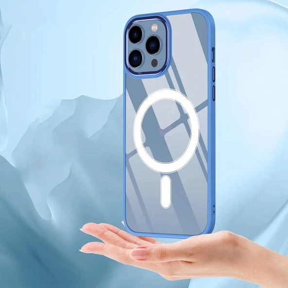 Apple iPhone 14 Pro Kılıf Wireless Şarj Özellikli Zore Krom M-safe Silikon Kapak - 7