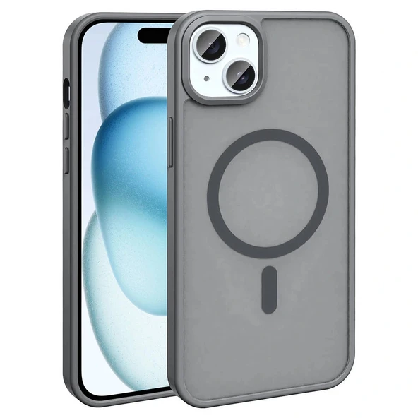 Apple iPhone 15 Plus Kılıf M-safe Şarj Özellikli Mat Arka Yüzey Zore Sio Kapak ürün görseli