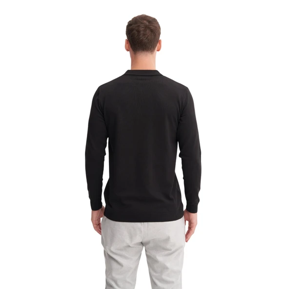 Slim Fit Viskon Karışımlı Basic Polo Yaka Kazak - Resim 10