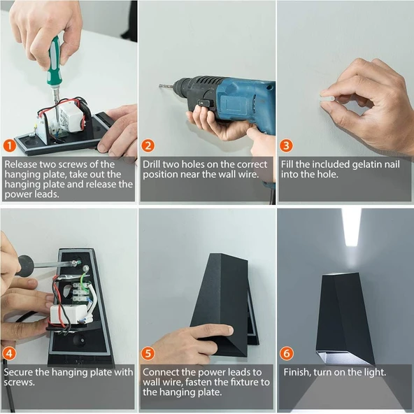 Elektrikle Çalışır, 6 Watt, 3200 Kelvin Sarı Işık Ledli İç Ve Dış Mekan Led Aplik, Çift Yönlü Aplik - Resim 7