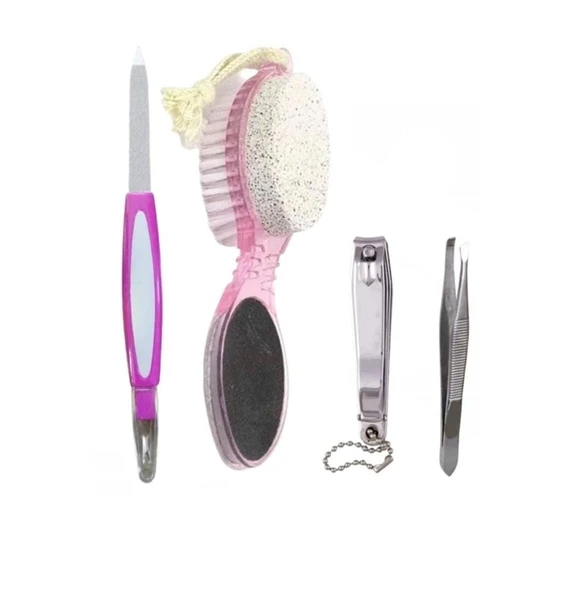 4'lü Ayak ve Tırnak Bakım Seti,Topuk Törpüsü ve Taşı,Nasır Sökücü,Törpü,Cımbız,Tırnak Makası - 2