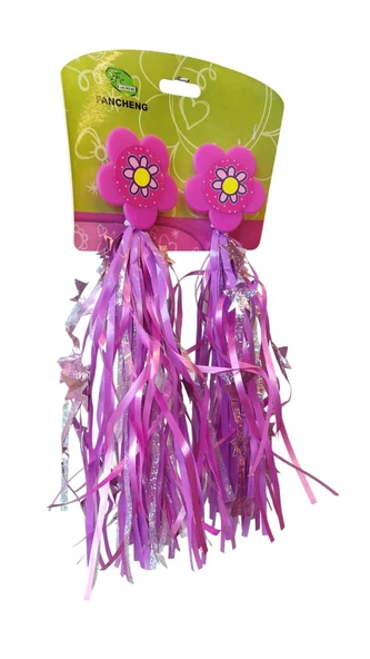 Sarissa Yıldızlı Çocuk Bisiklet Elcik Püskülü 1. Kalite Bisiklet Süsü Pembe - Resim 3