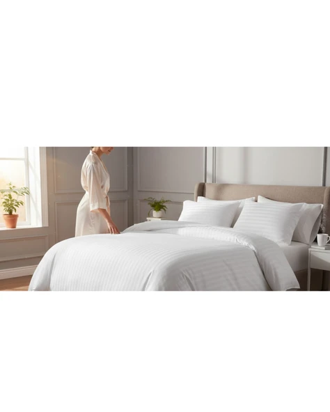 Nivora Çizgili Pamuk Saten Nevresim Takımı | Çift Kişilik Premium | 83 Tel Otel Serisi | King Size 220x230 - 9