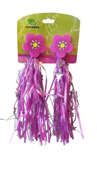 Sarissa Yıldızlı Çocuk Bisiklet Elcik Püskülü 1. Kalite Bisiklet Süsü Pembe ürün görseli