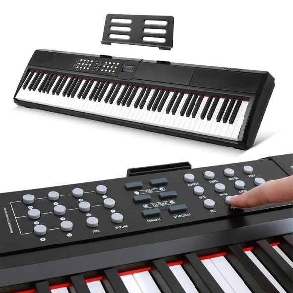 Jwin Sapphire SDP-112 Çekiç Aksiyonlu 88 Tuşlu Dijital Piyano Kulaklık Taşıma Çantası Hediyeli - 3