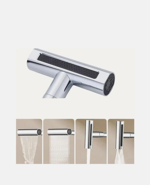 Modlu 360 Derece Dönebilen Şelale Basınçlı Su Tasarruflu Fiskiye Musluk Lavabo Batarya Başlığı,Ucu - 5