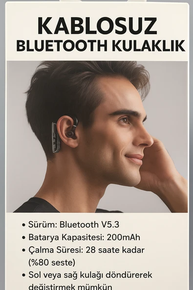 MY BLACK  Tekli 200mAh Dijital Ekranlı Bluetooth V5.3 Kulaklık - 5