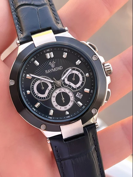 Raymond Nişan Ve Damatlara Özel Deri Kordon 2 Yıl Garantili 5 Atm Erkek Kol Saati+Bileklik RMD.46 - Resim 4