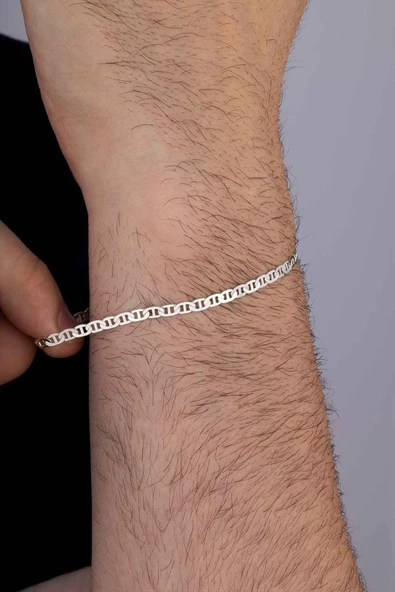 Gümüş Pazarım Figaro Zincir Erkek Gümüş Bileklik - 2