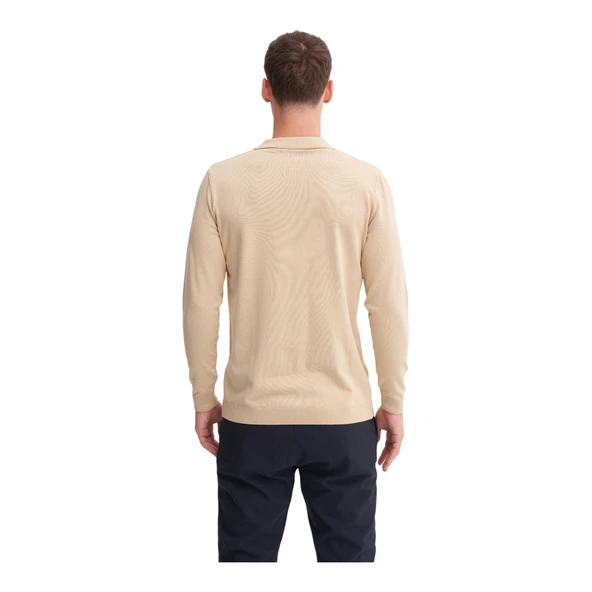 Slim Fit Viskon Karışımlı Basic Polo Yaka Kazak - Resim 4