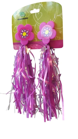 Sarissa Yıldızlı Çocuk Bisiklet Elcik Püskülü 1. Kalite Bisiklet Süsü Pembe - Resim 2