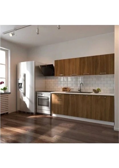 T Designo Petek Hazır Mutfak Dolabı - 200 cm Ceviz Tezgah Dahil ürün görseli