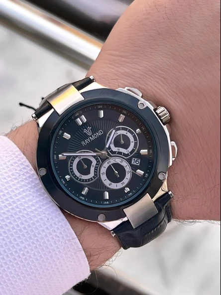 Raymond Nişan Ve Damatlara Özel Deri Kordon 2 Yıl Garantili 5 Atm Erkek Kol Saati+Bileklik RMD.46 - Resim 2