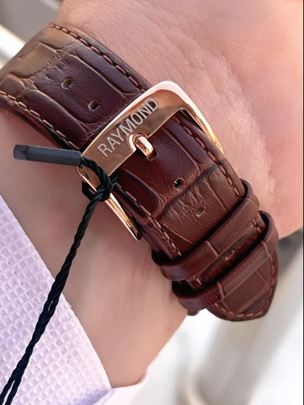 Raymond Nişan Ve Damatlara Özel Deri Kordon 2 Yıl Garantili 5 Atm Erkek Kol Saati+Bileklik RMD.49 - Resim 4