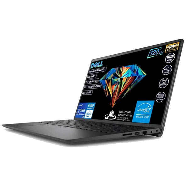 Vostro 3520 Intel Core I5 1235U 8 GB 256 GB SSD Freedos 15.6" Taşınabilir Bilgisayar N1605PVNB3520U - Resim 3