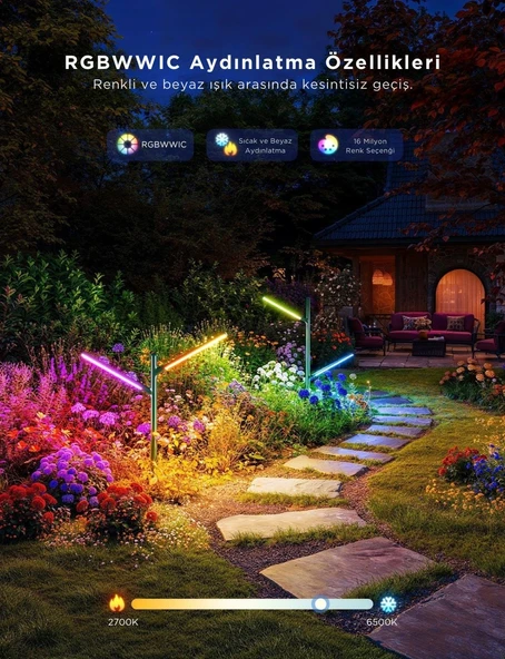 Govee RGBICWW Dikey Bahçe Aydınlatması 2'li - Resim 7