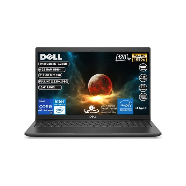 Vostro 3520 Intel Core I5- 1235U 15.6" 8 GB Ram 512 GB SSD 120 Hz Ubuntu Dizüstü Bilgisayar ürün görseli