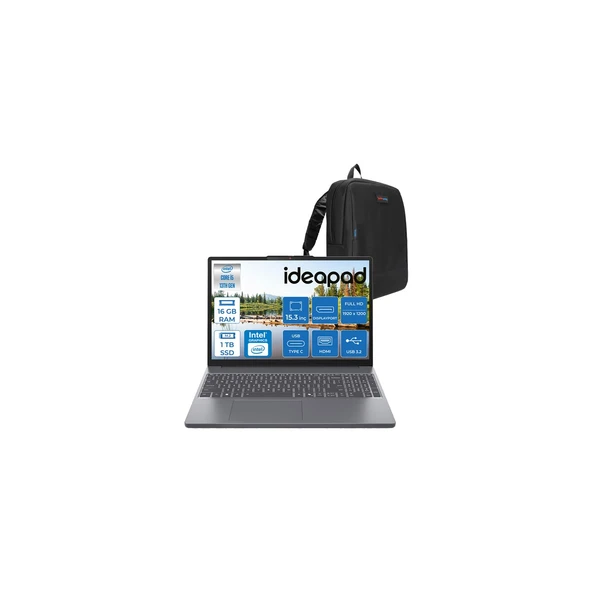 Ideapad Slim 3 Intel Core I5 13420H 16GB Ddr5 512GB + 512GB SSD Intel® UHD Graphics Freedos 15.3" Wuxga IPS Taşınabilir Bilgisayar ID15IRH10F02 + Zettaçanta ürün görseli