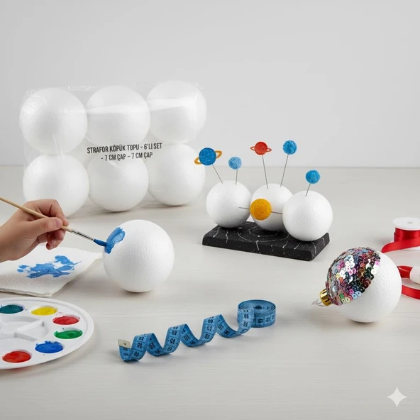 Brons 7 Cm Köpük Strafor Top 6 Adet BR-924 - Resim 2