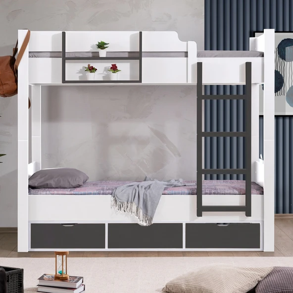 Ranza, Asya Ayrılabilir Çekmeceli Ranza 2 Adet Comfort Yatak - Resim 5