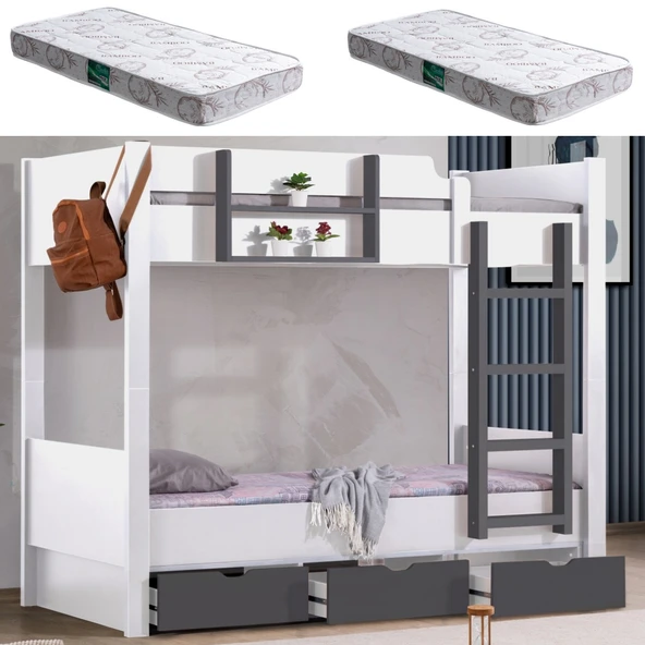 Ranza, Asya Ayrılabilir Çekmeceli Ranza 2 Adet Comfort Yatak ürün görseli 1