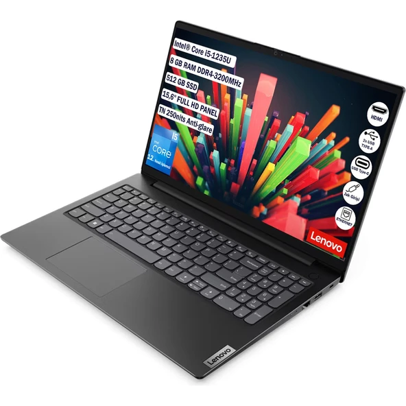 V15 G3 Intel Core™ I5-1235U 8 GB 512 GB SSD Freedos 15,6" Fhd Taşınabilir Bilgisayar 82TT00A5TX - Resim 3