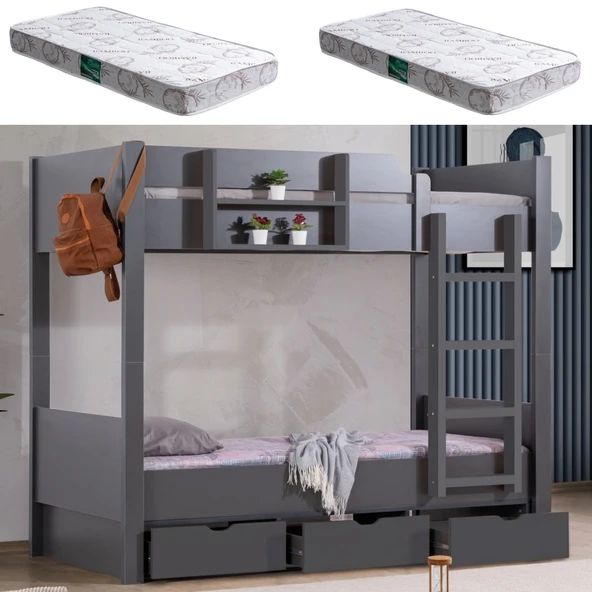 Ranza, Asya Ayrılabilir Çekmeceli Ranza 2 Adet Comfort Yatak - Resim 9