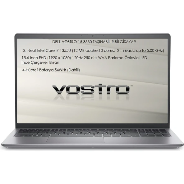 Vostro 15 3530 Intel Core I7 1355U 32 GB 512 GB SSD 15.6" Fhd Freedos Taşınabilir Bilgisayar N1601PVNB3530U O5 - Resim 2
