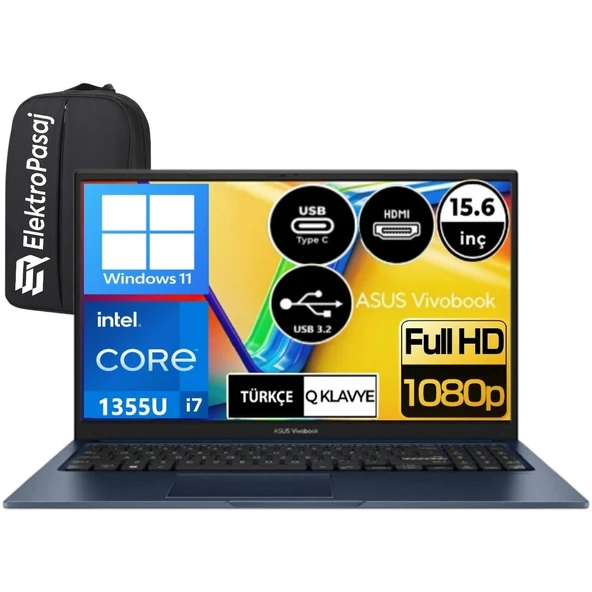 Vivobook X1504VA-NJ426WEP10 Intel Core I7-1355U 24 GB Ram 1 Tb SSD 15.6" Full Hd Windows 11 + Elektropasaj Çanta ürün görseli