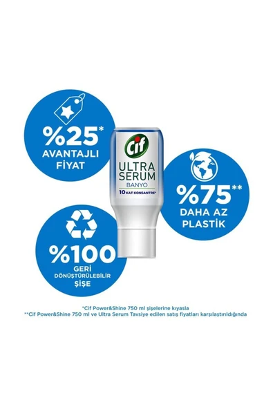 Cif Power-Shine Banyo 750 ML İçin Ultra Serum 70 Ml Banyo Kireç Çözücü Kapsül - 5