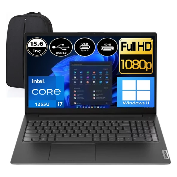 V15 G3 Intel Core I7-1255U 8 GB Ram 2 Tb SSD Windows 11 Pro 15.6" Fhd 82TT00C6TXEP15 + Elektropasaj Çanta ürün görseli