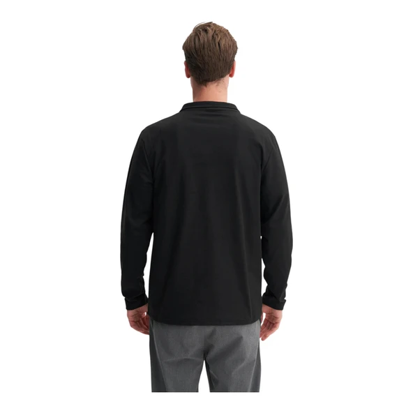 Regular Fit Likralı İnce Polar Dik Yaka Fermuarlı Sweatshirt-53080 - Resim 4