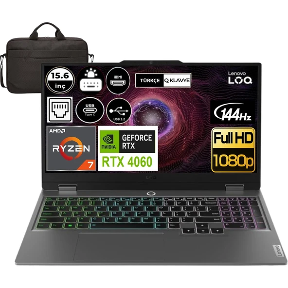 Loq 15ARP9 Ryzen 7 7435HS 8 GB Ram 1tb SSD RTX4060 15.6" Full Hd + Çanta Hediye ürün görseli