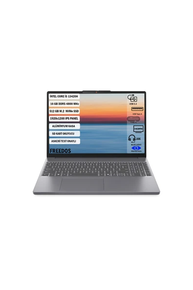 Ideapad Slim3 IntelCore I5 13420H 16GB 512GB SSD Freedos 15.3" Wuxga 83K1004ETR+165 ürün görseli