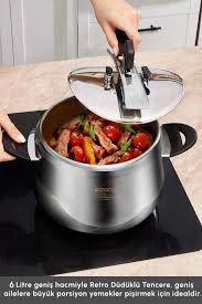 Karaca Retro İndüksiyon Tabanlı Paslanmaz Çelik Düdüklü Tencere 6 Lt - Resim 3
