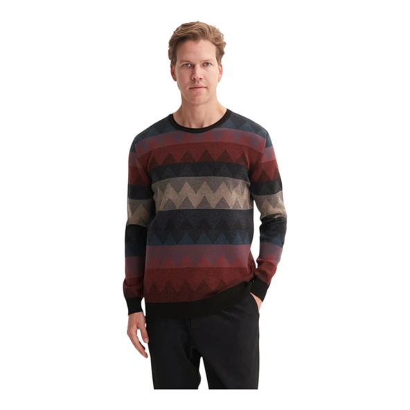 Vintage Soft Touch Slim Fit Bisiklet Yaka Desenli Kazak - 6