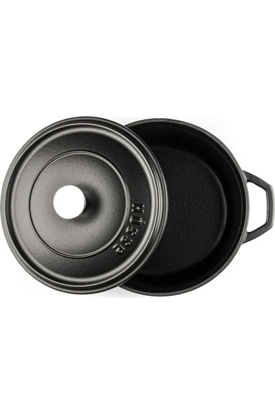 Hosse Demir Döküm 28 cm Kısa Tencere - Siyah (Hsykt-28-Syh) - Resim 2