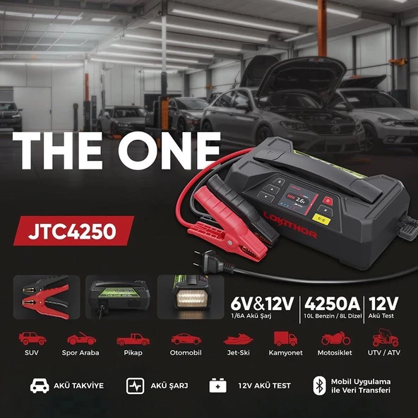 Lokithor JTC4250 12V/220V 4250Amp LiFePO4 Akıllı Akü Test + Akü Takviye + Akü Şarj Cihazı - 2