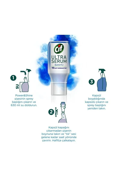 Cif Power-Shine Banyo 750 ML İçin Ultra Serum 70 Ml Banyo Kireç Çözücü Kapsül - 6