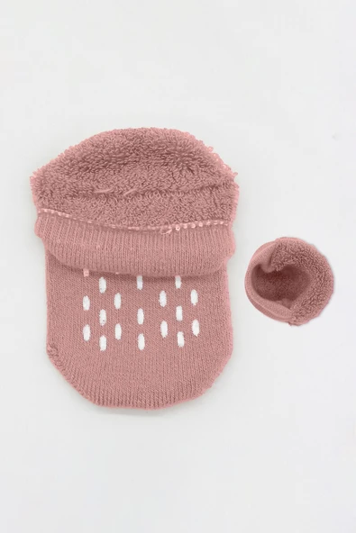 Bistyle 2'Li Altı Havlu Sneakers Kaymaz Çorap 20501 Ekru Pudra - 4