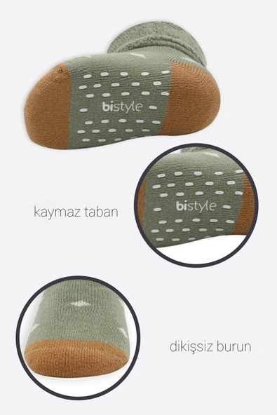 Bistyle Puanlı Kaymaz Havlu Soket Çorap 2'Li BS10502 Nil - 4