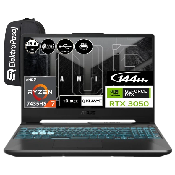 Tuf Gaming A15 FA506NCR-HN035EP3 Ryzen 7 7435HS 64 GB Ram 512 GB SSD RTX3050 Freedos 15.6" Fhd + Elektropasaj Çanta ürün görseli