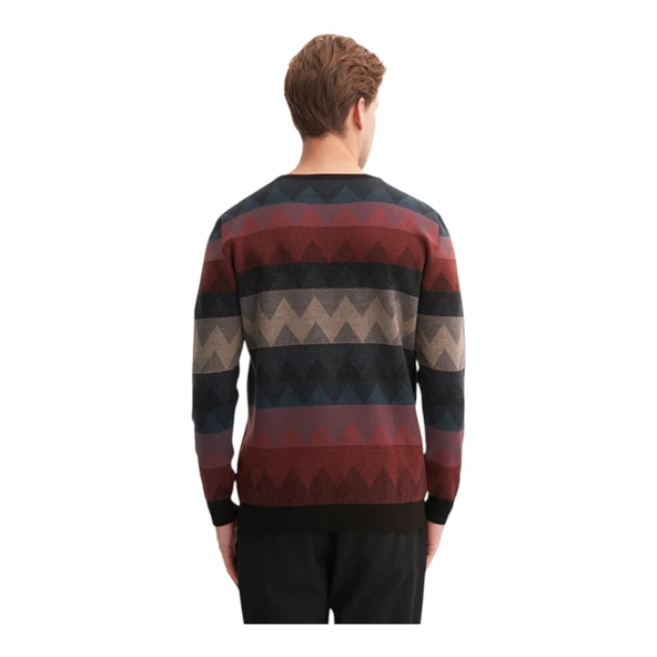 Vintage Soft Touch Slim Fit Bisiklet Yaka Desenli Kazak - 8